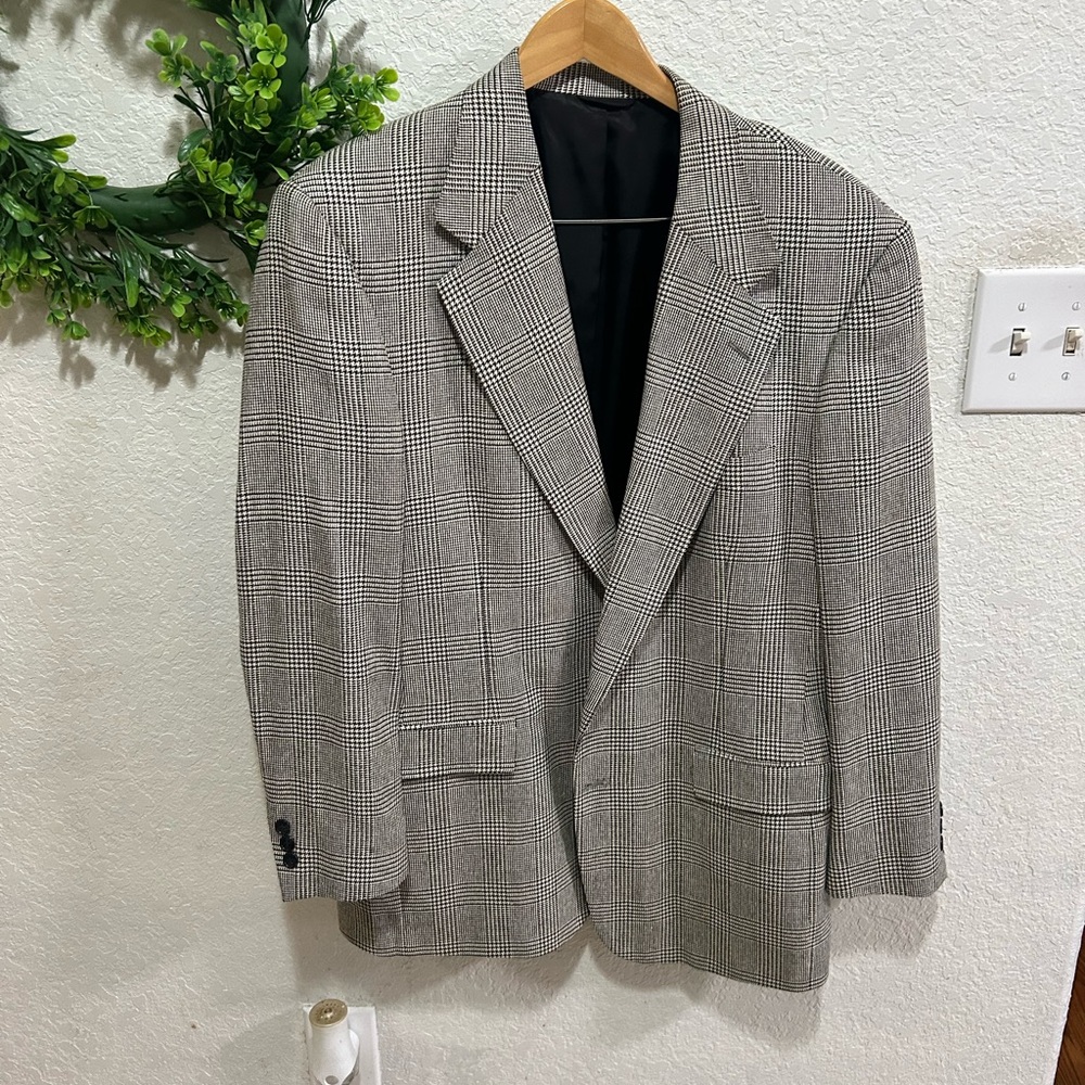 Vintage Perfect Wool Oversized Plaid Blazer